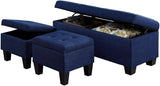 Hank Blue Bench & Ottomans