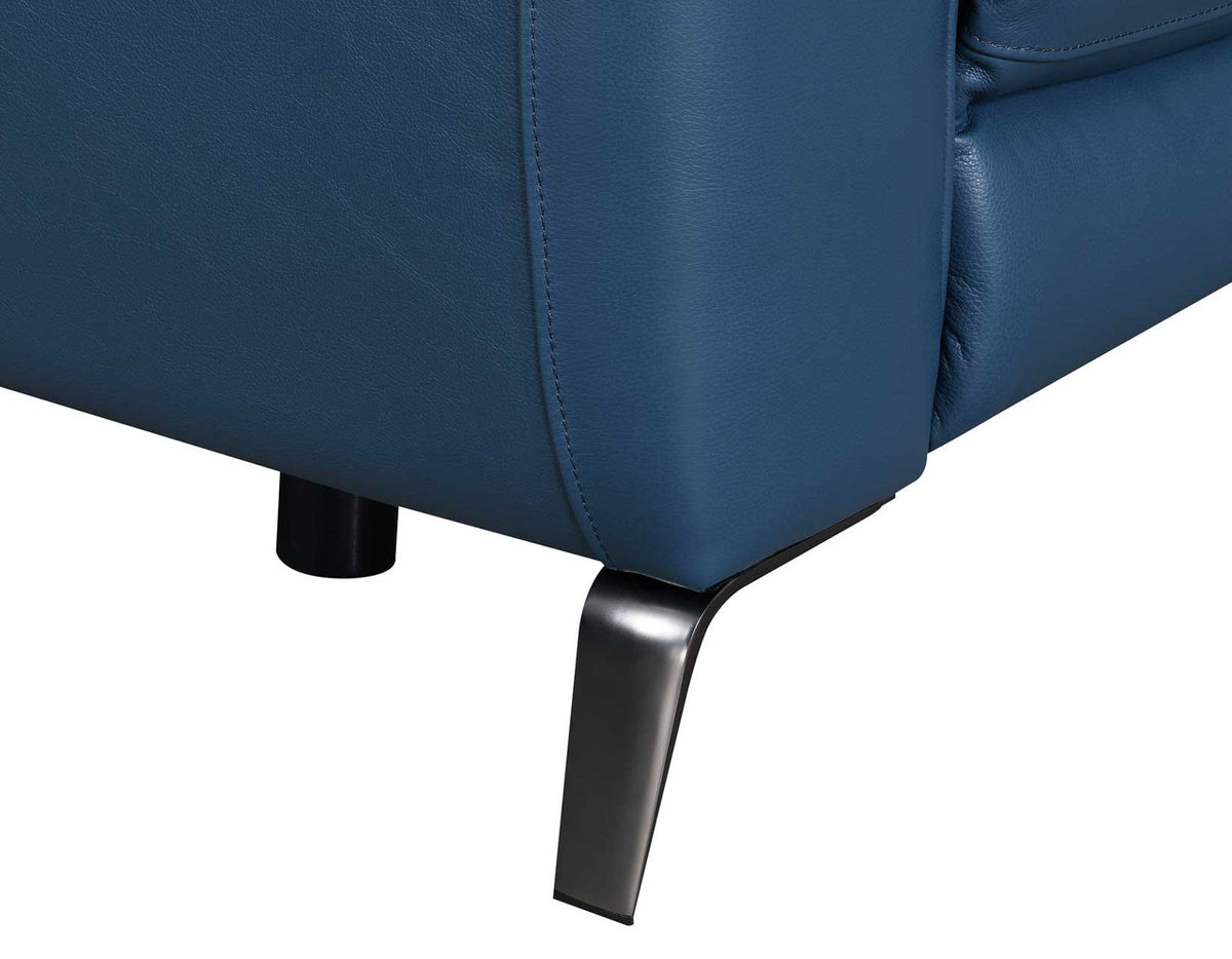 IMANI Blue Top Grain Leather Power Reclining Loveseat