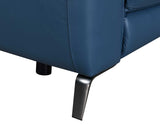IMANI Blue Top Grain Leather Power Reclining Loveseat
