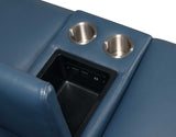 IMANI Blue Top Grain Leather Power Reclining Loveseat