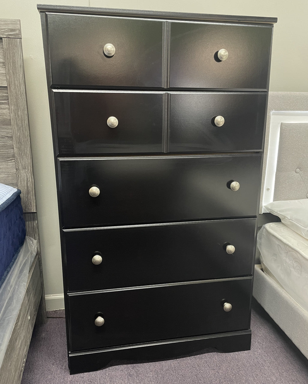 DOMINIC Black 31" Wide 5 Drawer Chest