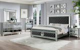 INSIGNA Dark Gray Velvet & Mirror Bedroom Set