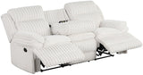 IRENE White Corduroy Reclining Sofa & Loveseat With Power Outlet