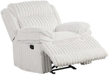 IRENE White Corduroy Reclining Sofa & Loveseat With Power Outlet