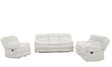 IRENE White Corduroy Reclining Sofa & Loveseat With Power Outlet