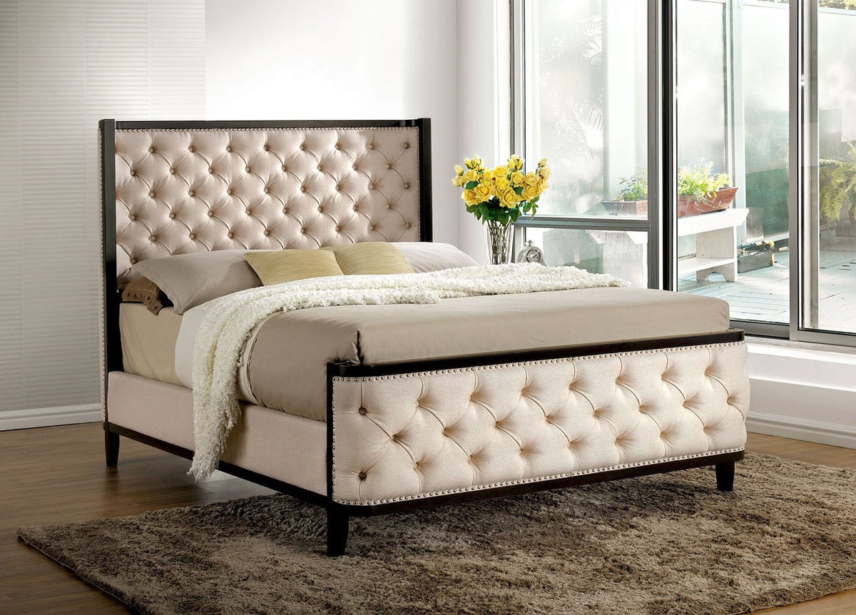 EVELIA Ivory Fabric Bed