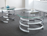JAIK Chrome Metal & Clear Glass 23" Wide Round End Table