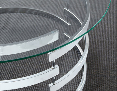 JAIK Chrome Metal & Clear Glass 23" Wide Round End Table