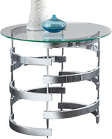 JAIK Chrome Metal & Clear Glass 3 Piece Table Set