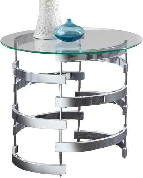 JAIK Chrome Metal & Clear Glass 3 Piece Table Set
