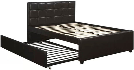 JANNA Dark Brown Platform Bed with Twin Trundle