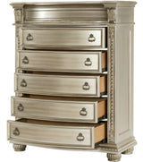 JARISSA Silver Bedroom Set with Real Marble