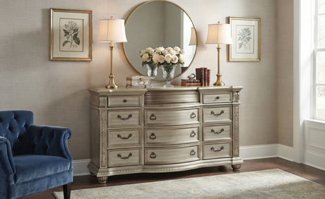 JARISSA Silver 69" x 41" Height Dresser with Marble Top