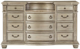 JARISSA Silver 69" x 41" Height Dresser with Marble Top