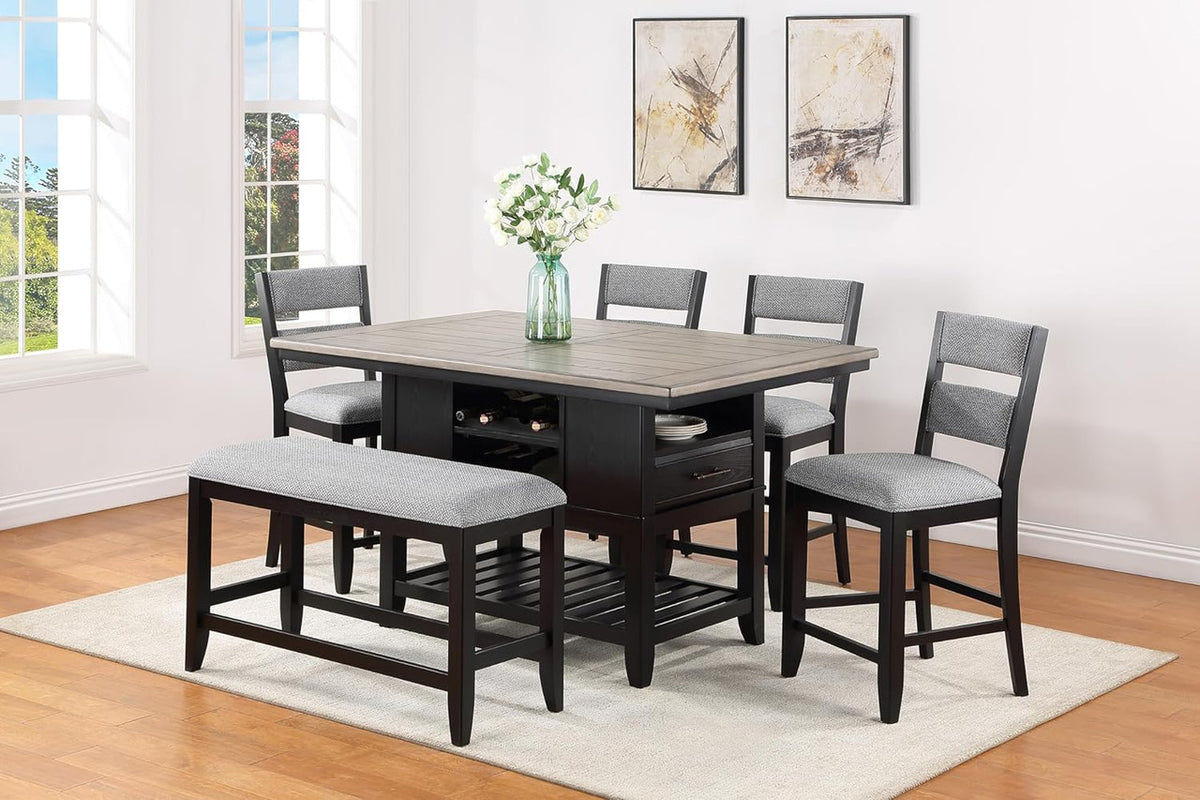 JAVIAN Black 42" Wide Counter Height Bench