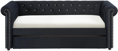 JAYME Black Velvet 96" Wide x 37" Height Daybed with Trundle