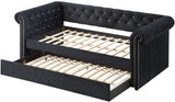JAYME Black Velvet 96" Wide x 37" Height Daybed with Trundle