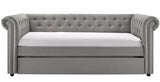 JAYME Gray Linen 96" Wide x 37" Height Daybed with Trundle