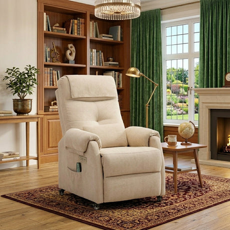 JEANNE Khaki 24" Wide x 38" Height Power Recliner Chair with Heating