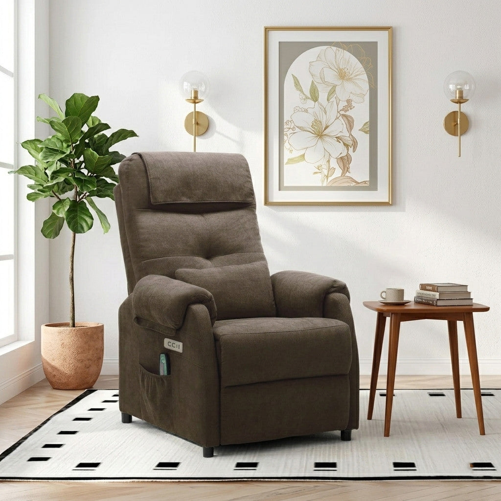 JEANNE Brown 24" Wide x 38" Height Power Recliner Chair with Heating