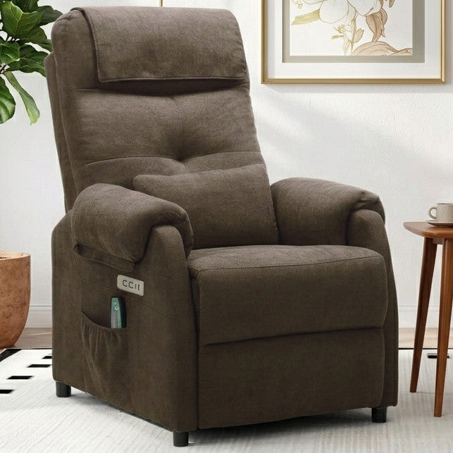 JEANNE Brown 24" Wide x 38" Height Power Recliner Chair with Heating