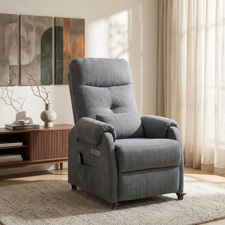 JEANNE Dark Gray 24" Wide x 38" Height Power Recliner Chair with Heating