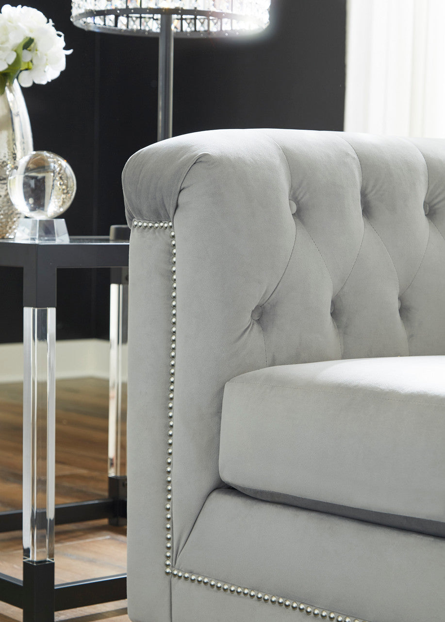 GEMINA Neutral Gray Velvet 93" Wide Sofa