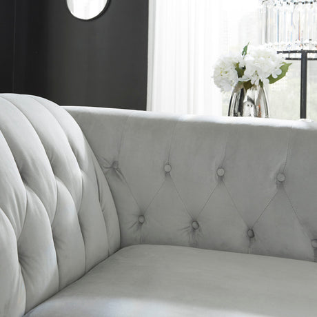 GEMINA Neutral Gray Velvet 93" Wide Sofa