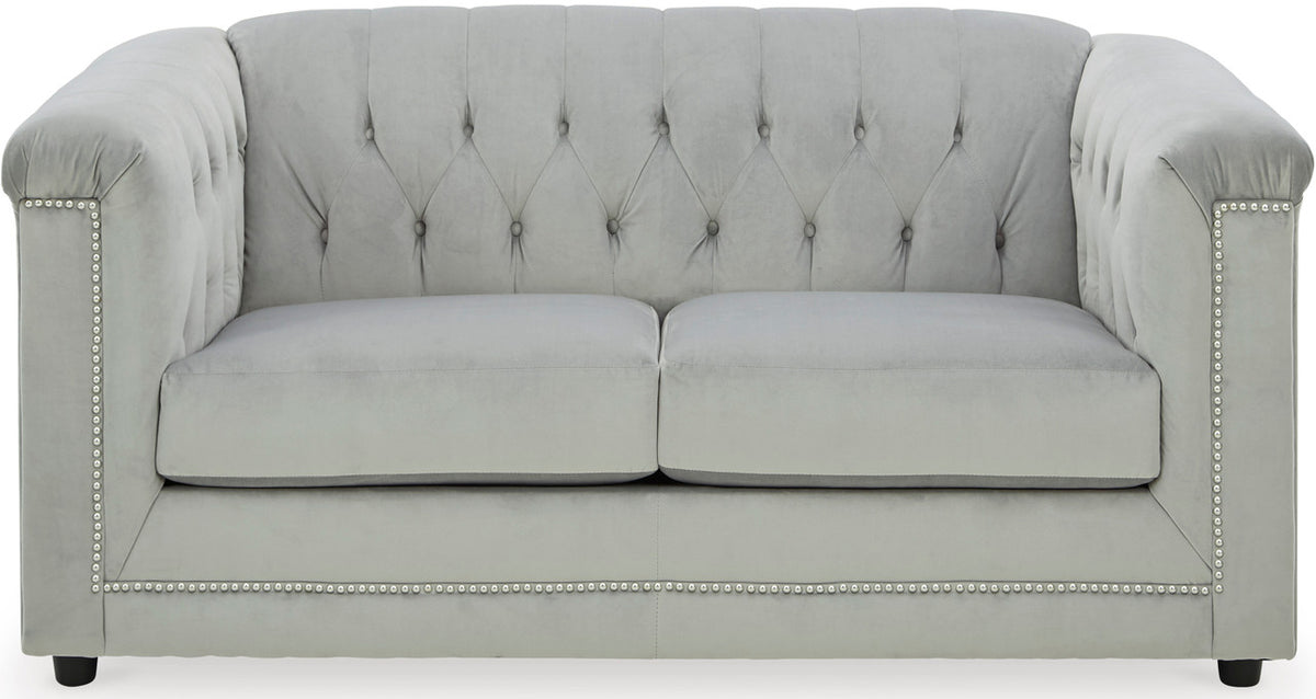 GEMINA Neutral Gray Velvet Sofa & Loveseat