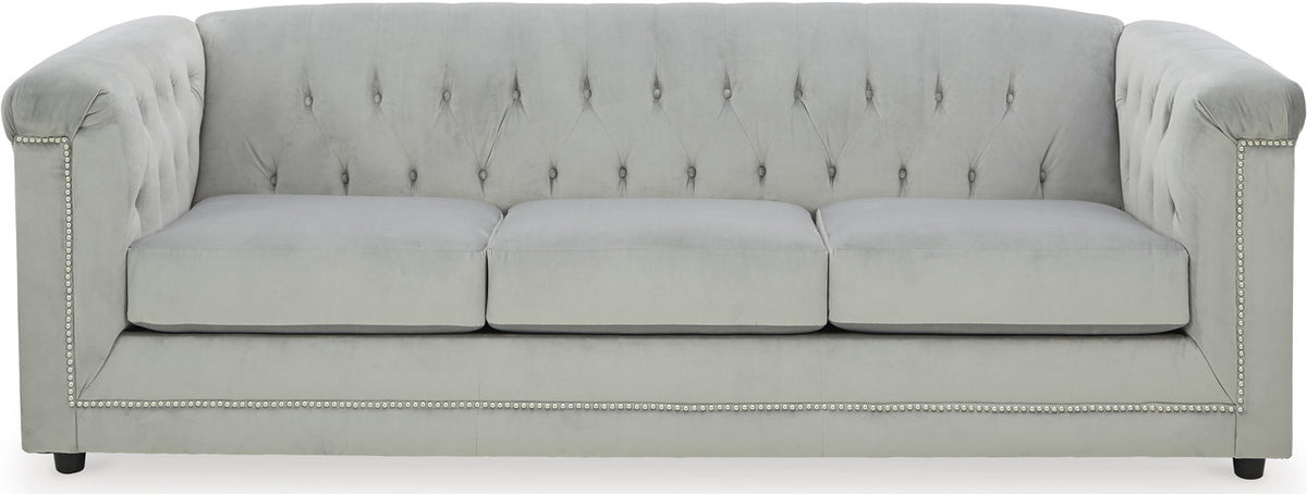 GEMINA Neutral Gray Velvet 93" Wide Sofa