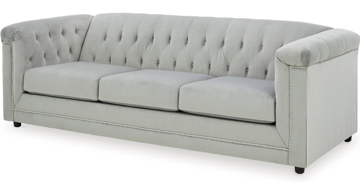 GEMINA Neutral Gray Velvet Sofa & Loveseat