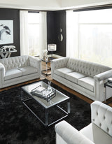 GEMINA Neutral Gray Velvet 93" Wide Sofa