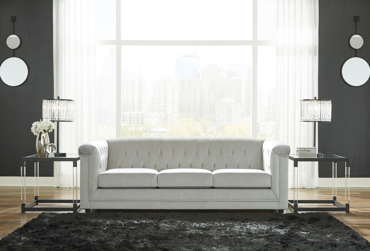 GEMINA Neutral Gray Velvet 93" Wide Sofa