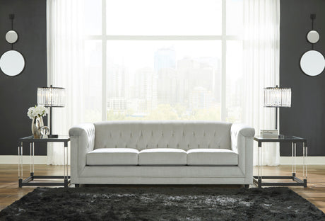GEMINA Neutral Gray Velvet 93" Wide Sofa