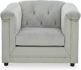 GEMINA Neutral Gray Velvet 42" Wide Arm Chair
