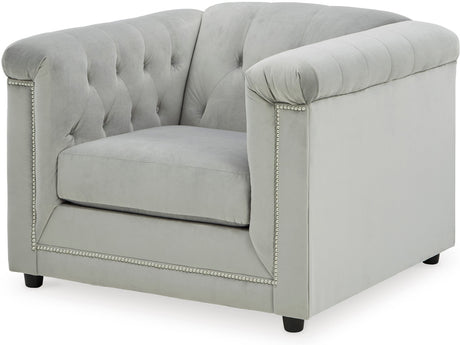 GEMINA Neutral Gray Velvet 42" Wide Arm Chair