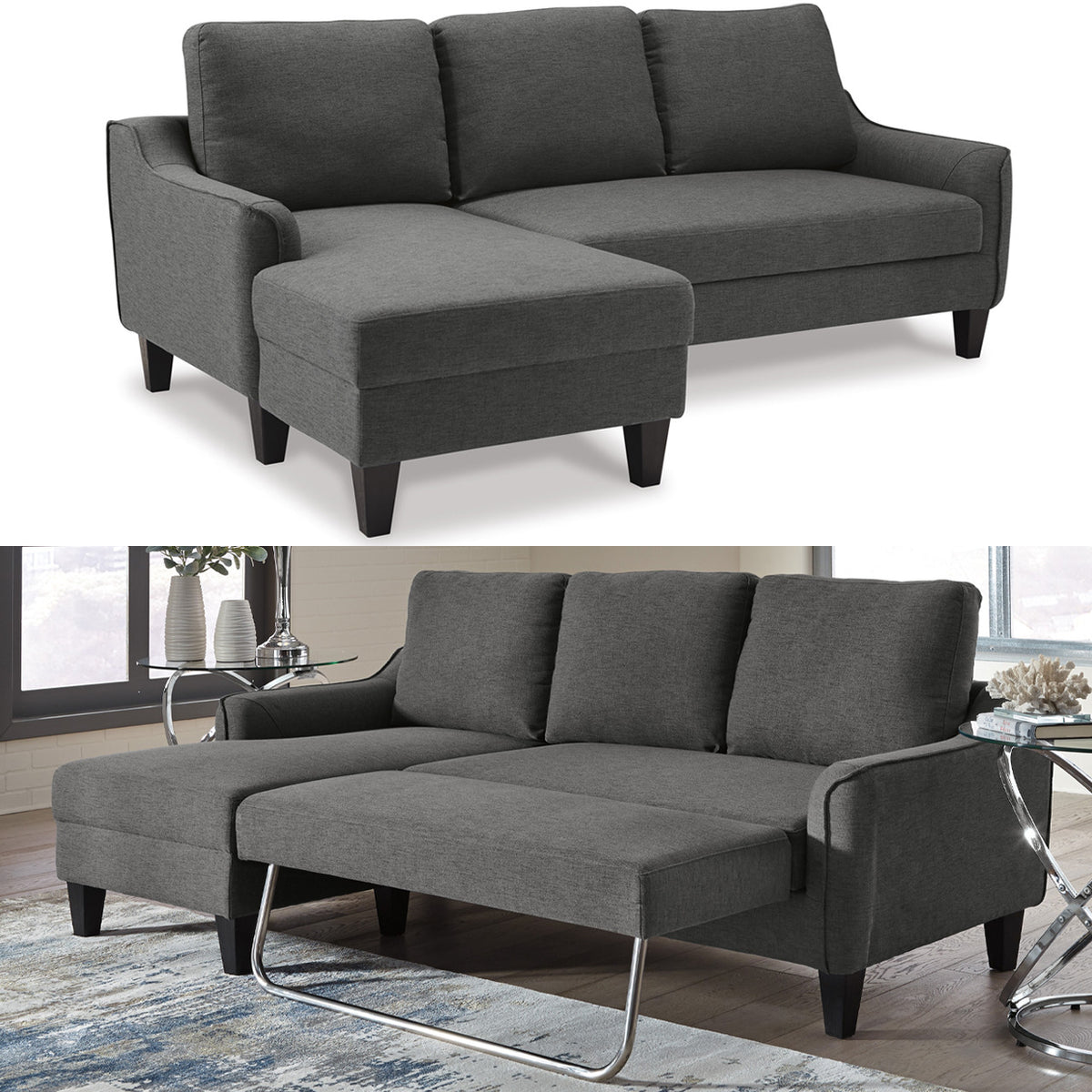 JERICO Gray 84" Wide Sectional Sleeper