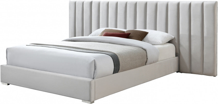 JESIQUE Cream Velvet Bed