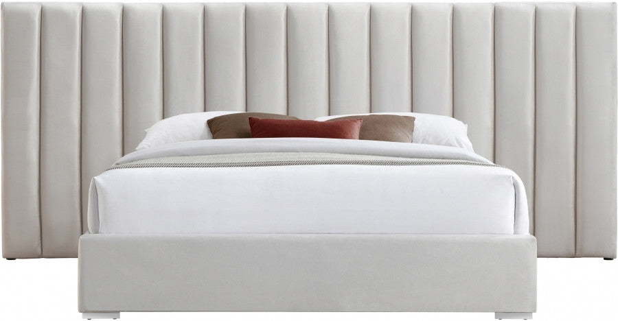 JESIQUE Cream Velvet Bed