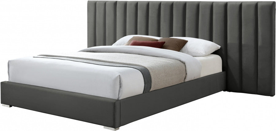 JESIQUE Gray Velvet Bed