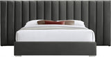 JESIQUE Gray Velvet Bed
