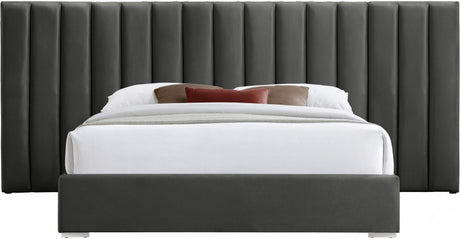 JESIQUE Gray Velvet Bed