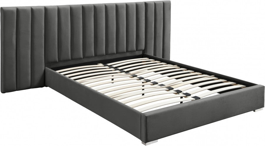 JESIQUE Gray Velvet Bed