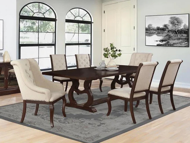 JILIAN Dark Brown 9 Piece Dining Room Set