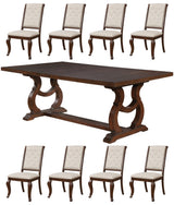 JILIAN Dark Brown 9 Piece Dining Room Set
