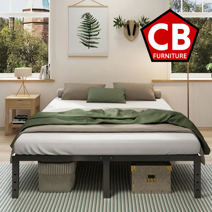 JIMMA Black Metal 14" Height Platform Bed
