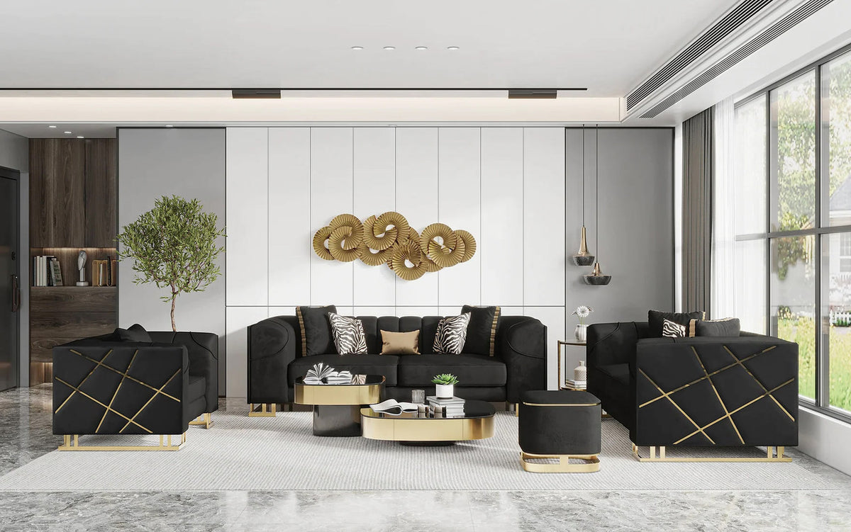 JOAO Black Luxury Sofa & Loveseat