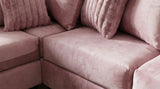 JOICO Pink Velvet & Corduroy 107" x 80" Sectional