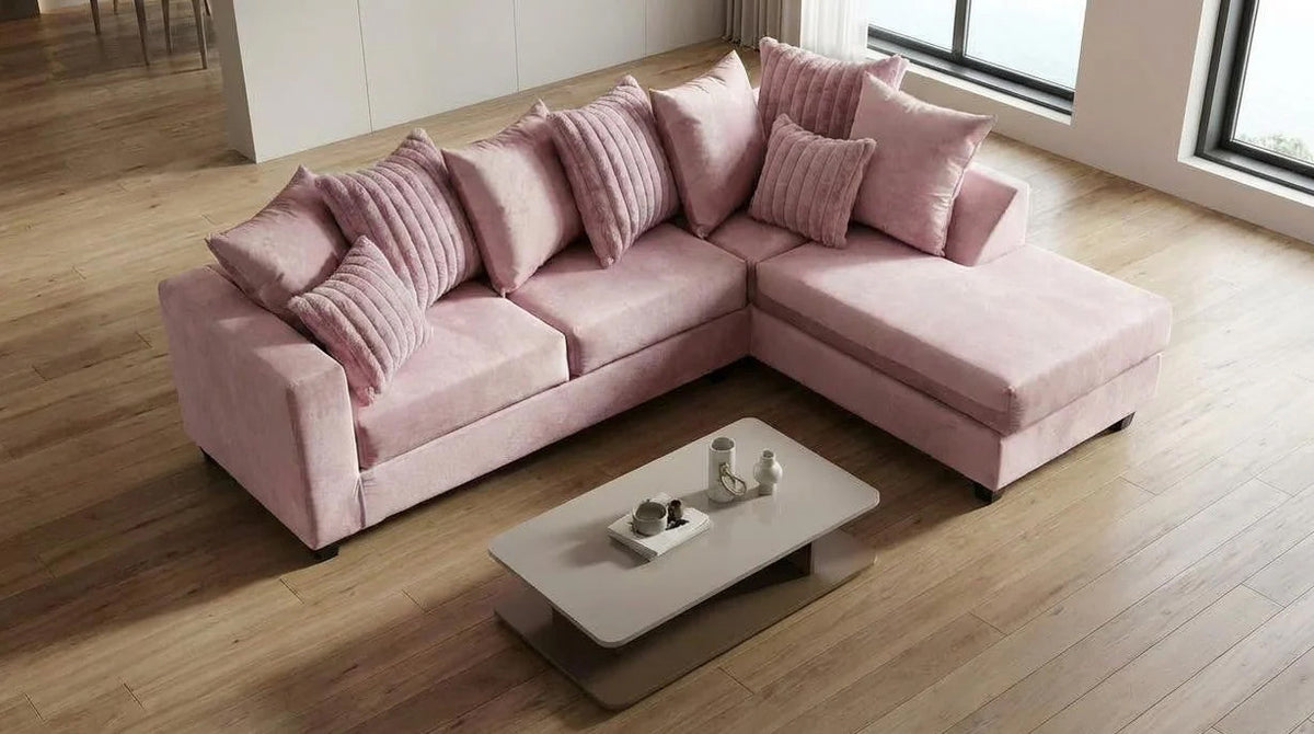 JOICO Pink Velvet & Corduroy 107" x 80" Sectional