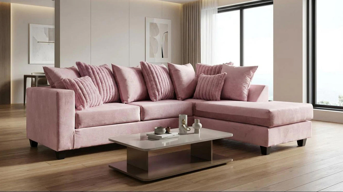 JOICO Pink Velvet & Corduroy 107" x 80" Sectional